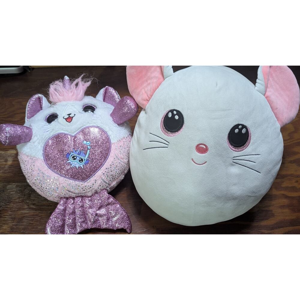 Ty Squish-a-Boo Catnip Mouse + Rainbocorns Pink Glitter Unicorn Plush Toy Lot